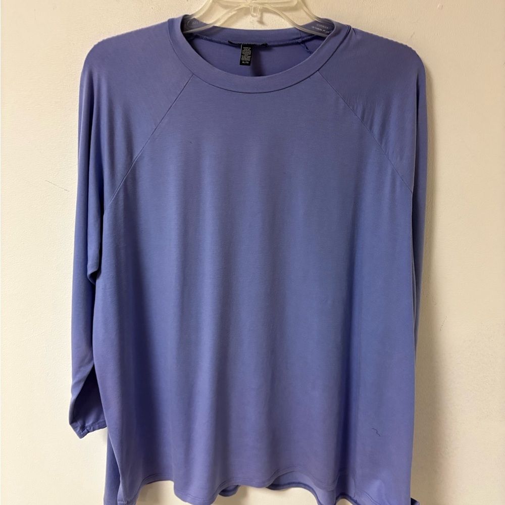 Eileen Fisher Womens Hydrangea Crew Neck Raglan Sleeves Shirt XL